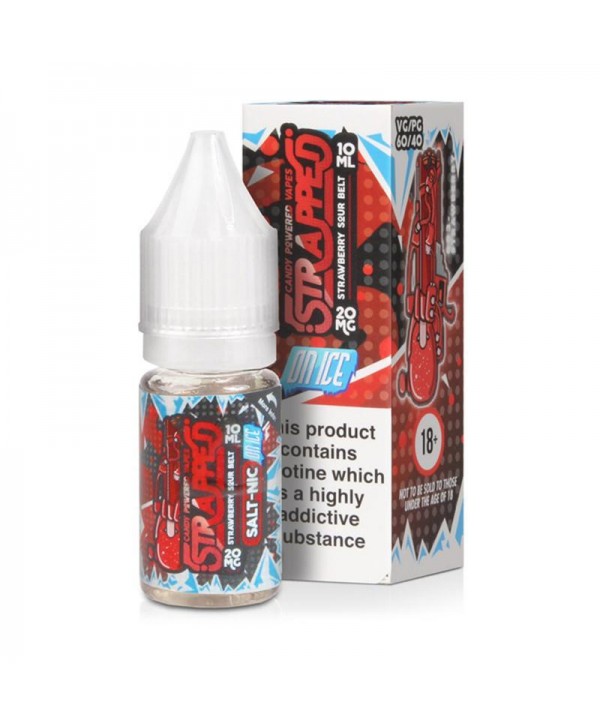 STRAWBERRY SOUR BELT ON ICE NICOTINE SALT E-LIQUID BY STRAPPED